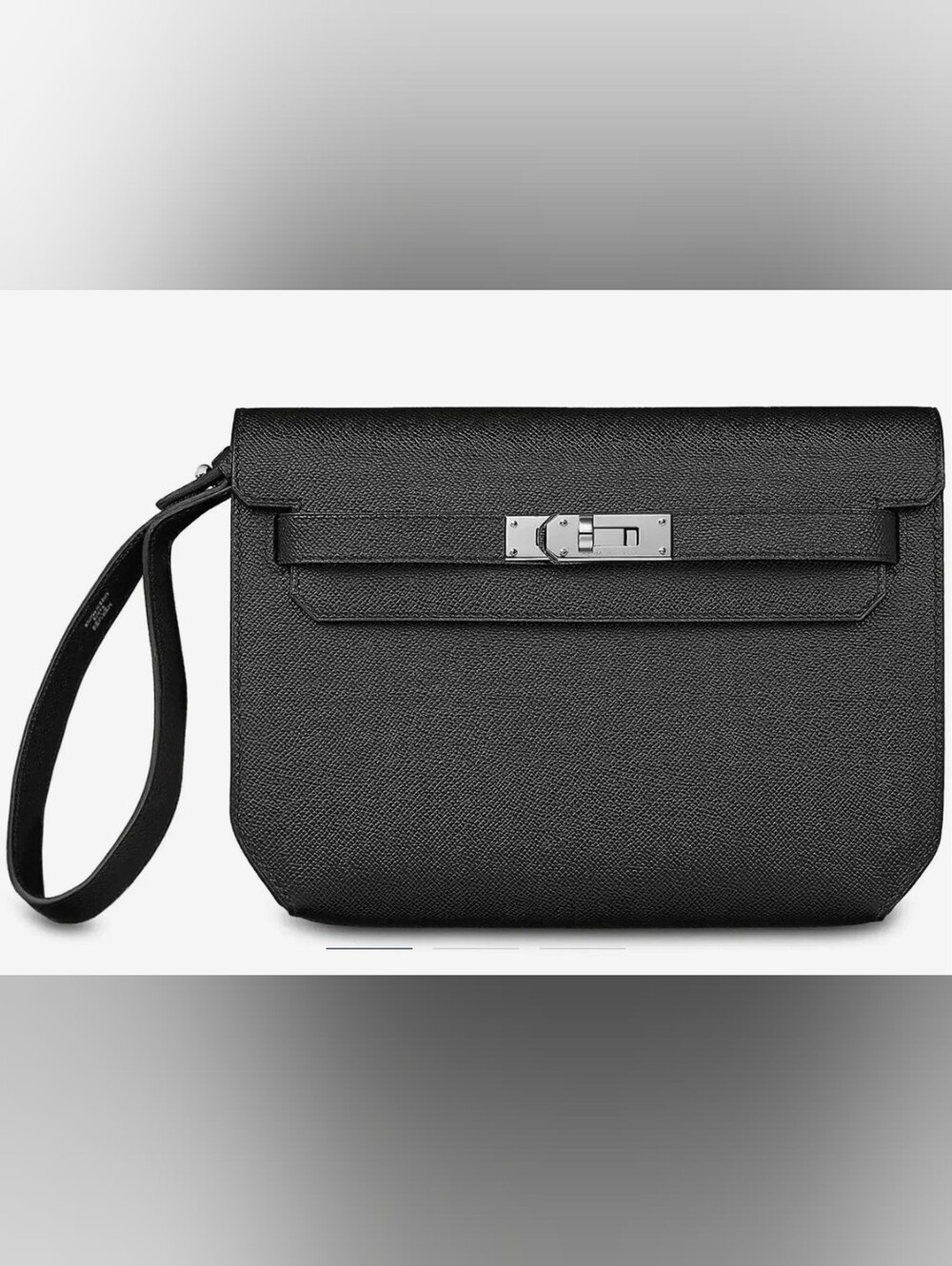 NWB Authentic Hermès Kelly Depeches 25 Pouch Leather Black Palladium Unisex